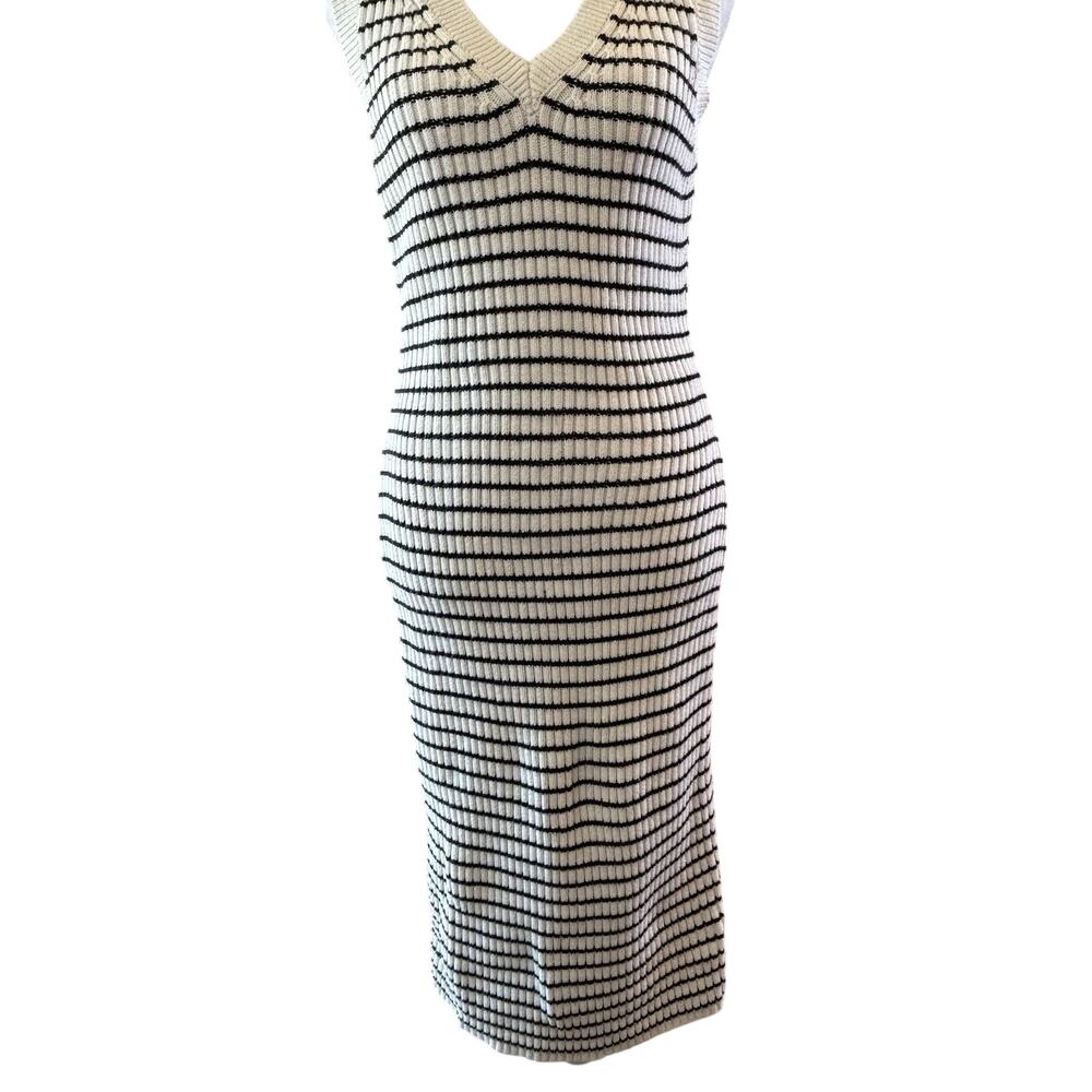 Abercrombie Fitch Limited Edition Midi Sweater Dress Sz M White Blue Stripe
